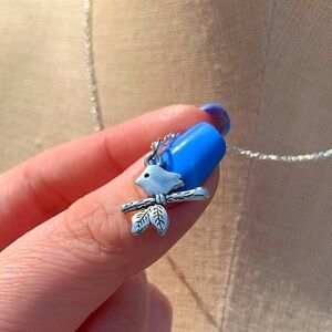 NWT Sterling Silver Plated Chain & Alloy Bird on Branch Charm Necklace